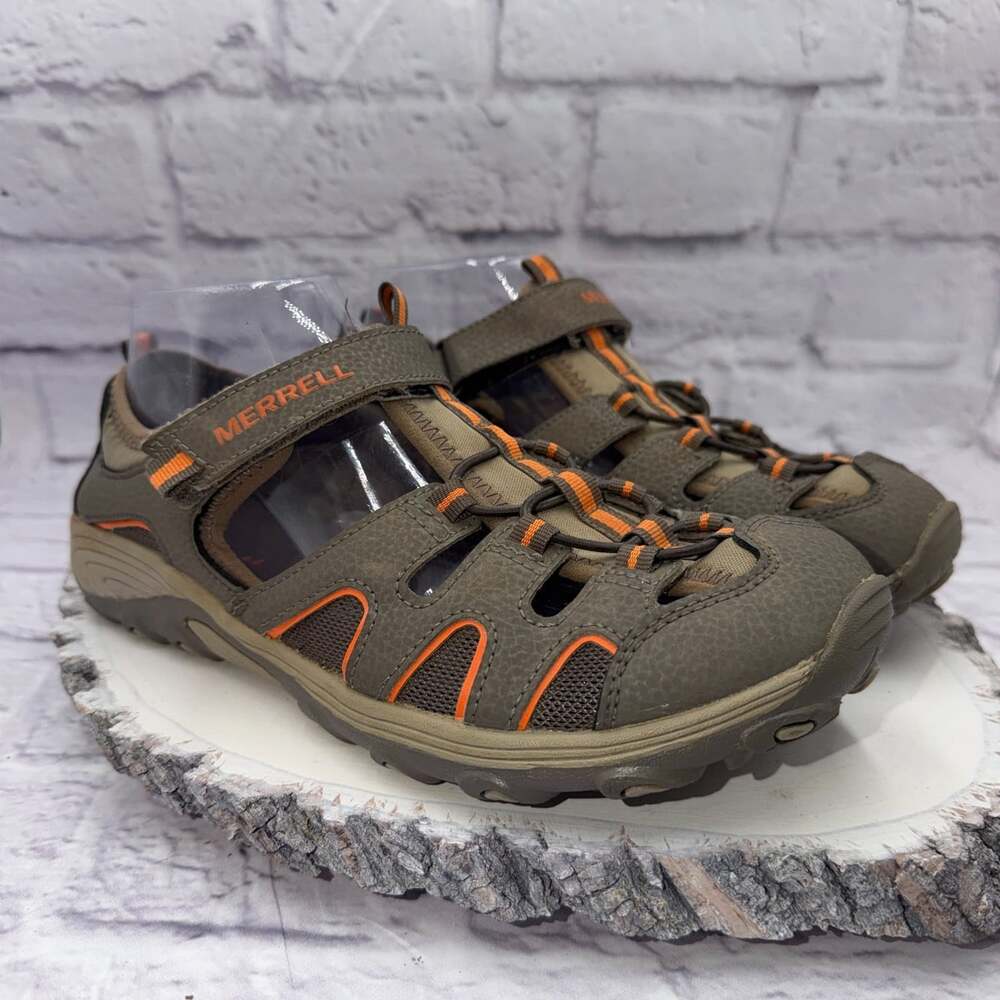 Merrell Hydro H2O Sandals Boys Size 6.5 Gray Leather Hiking Water Shoes